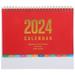 2024 Desk Calendar Self-Discipline Check-in Plan Monthly (White Paper Frame Coil Red 2024) Office Small Calendars