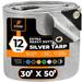 Heavy Duty Silver Poly Tarp 30 X 50 - Multipurpose Protective Cover - Durable Waterproof Weather Proof Rip and Tear Resistant - Extra Thick 12 Mil Polyethylene - by Xpose Safety