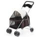 Pet Stroller Outdoor Portable Folding Small Pet Stroller for Dog Cats Mouse Rabbits Coffee