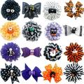 50 Pcs New Style Halloween Dog Bow Tie Removable Dog Collar Skull Pumpkin Style Dog Bow Tie Dog Collar Dog Grooming Accessories