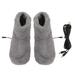 Heated Foot Warmer USB Charging Soft Relaxing Electric Plush Warming Shoes for Cold Winter Grey Men 39?43