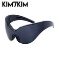 New Steampunk Mask Sunglasses Women Trends Punk Y2k Sun Glasses Men 2000 S Wrap Around Goggle Luxury Brand One Pieces Eyewear C1 Black Gray WK-68193