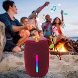 COFEST Outdoor Portable Bluetooth Speaker with LED Light Long Standby Life Wireless Speaker HiFi Stereo Sound Speaker Water Proof Speaker with Deep Bass Red
