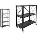 OUWI 5-Tier Heavy Duty Foldable Metal Rack Storage Shelving Unit with Wheels (HKSHLFFOLD28156405B) and 3-Tier Heavy Duty Foldable Metal Rack Storage Shelving Unit with Wheels Black