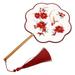 Double Sided Hand Fans Eight Petal Court Chinese Style Translucent Home Decor Exquisite Circular Red