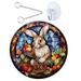 Rabbit Pendant Stained Glass Window Hanging Easter Ornament Acrylic Upholstery Trim Suction Cup Hook