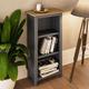 3 Tier Oak Bookcase Assembled Display Unit Graphite Blue Oak Veneer - Blue