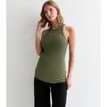 Maternity Khaki Rib Racer Vest Top New Look