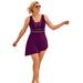 Plus Size Women's Diamante Trim Asymmetrical Swimdress by Swimsuits For All in Spice (Size 24)