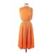 NANETTE Nanette Lepore Casual Dress - Midi High Neck Sleeveless: Orange Print Dresses - New - Women's Size 6