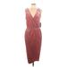 Just Fab Casual Dress - Wrap V-Neck Sleeveless: Burgundy Solid Dresses - New - Women's Size Large