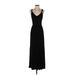 LOFT Beach Casual Dress - Formal Plunge Sleeveless: Black Print Dresses - Women's Size 2X-Small