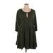 Torrid Casual Dress - A-Line Keyhole 3/4 sleeves: Green Print Dresses - Women's Size 1X Plus