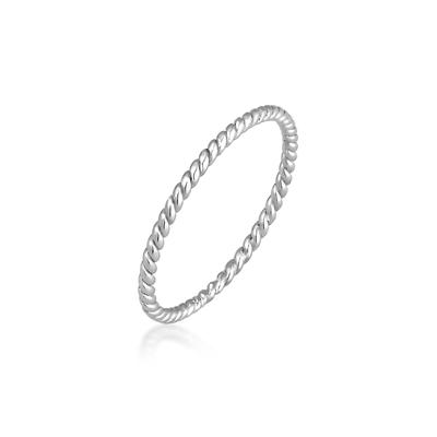 Fingerring ELLI PREMIUM "Twisted Gedreht Basic 585 Weißgold" Gr. 54, silber, Fingerringe, Damen, 54mm, ohne Stein, Weißg