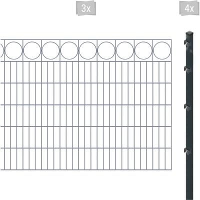 Doppelstabmattenzaun ARVOTEC "ESSENTIAL 120 zum Einbetonieren "Ring" mit Zierleiste", grau (anthrazit), H:120cm, Stahl, 