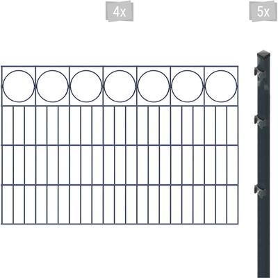 Doppelstabmattenzaun ARVOTEC "ESSENTIAL 80 zum Einbetonieren "Ring" mit Zierleiste", grau (anthrazit), H:80cm, Stahl, Ku