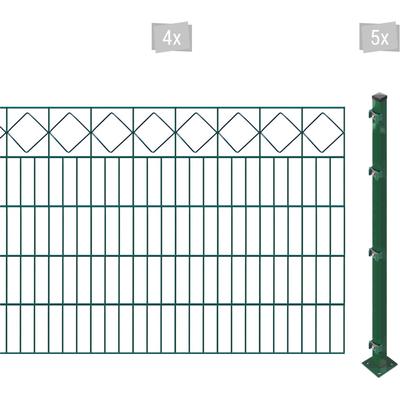 Doppelstabmattenzaun ARVOTEC "ESSENTIAL 100 zum Aufschrauben "Karo" mit Zierleiste", grün (dunkelgrün), H:100cm, Stahl, 