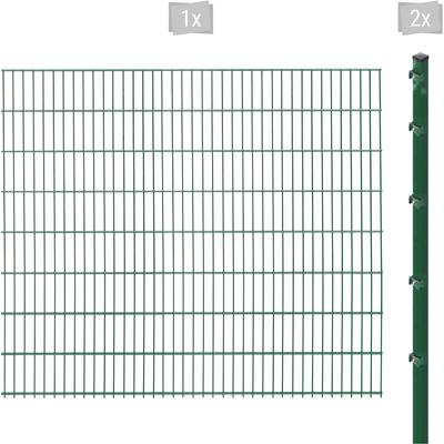 Doppelstabmattenzaun ARVOTEC "ESSENTIAL 163 zum Einbetonieren", grün (dunkelgrün), H:163cm, Stahl, Kunststoff, Zauneleme