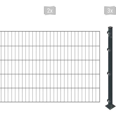 Einstabmattenzaun ARVOTEC "ESSENTIAL 100 zum Einbetonieren", grau (anthrazit), H:100cm, Stahl, Kunststoff, Zaunelemente,