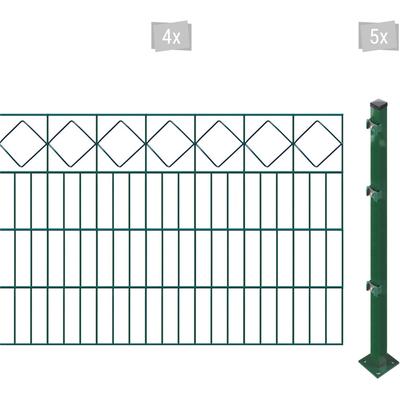 Doppelstabmattenzaun ARVOTEC "ESSENTIAL 80 zum Aufschrauben "Karo" mit Zierleiste", grün (dunkelgrün), H:80cm, Stahl, Ku