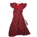 Anthropologie Dresses | Maeve Anthropologie Rosalia Red Floral Faux Wrap Dress Size 8 Flutter Ruffle | Color: Red | Size: 10