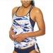 Athleta Swim | Athleta Vivid Side Tie Blousy Tankini Swim Top Size M 596 | Color: Blue/Pink | Size: M