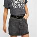 Free People Skirts | Free People Rugged A Line Black Boho Denim Jean Skirt Size 26 | Color: Black/Gray | Size: S