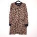 J. Crew Dresses | J. Crew Long Sleeve Mini Sweater Dress Leopard Print Wool Blend Knit Crewneck | Color: Black/Tan | Size: L