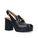 Gucci Shoes | Gucci Women's Horsebit Leather Slingback Platform Block Heel Pumps Black 37 | Color: Black/Gold | Size: 37eu