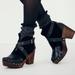 Free People Shoes | Free People Rendering Black Mesh Cutout Buckle Platform Clogs | Color: Black/Brown | Size: 7.5