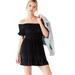 Urban Outfitters Tops | Adorable Urban Outfitters Uo Clara Off-The-Shoulder Black Smocked Velvet Dress M | Color: Black | Size: M