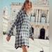 Madewell Dresses | Madewell Black Blue & White Plaid Flannel Shirt Dress Women's Size S | Color: Black/Blue/White | Size: S