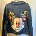 Disney Jackets & Coats | Mickey Mouse Hoodie Upcycled Repurposed Jean Jacket 4x. | Color: Blue | Size: 4x