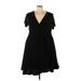 Torrid Casual Dress - Mini V Neck Short sleeves: Black Print Dresses - Women's Size 3X Plus