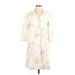 J.Jill Casual Dress - Mini: Ivory Print Dresses - Women's Size Small