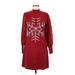 Boston Proper Casual Dress High Neck 3/4 sleeves: Burgundy Dresses - Women's Size Medium