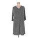 Chico's Casual Dress - Shift V Neck 3/4 sleeves: Gray Dresses - Women's Size X-Large