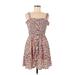 Sienna Sky Casual Dress - Mini Square Sleeveless: Pink Print Dresses - Women's Size Medium