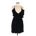 FP BEACH Casual Dress - Mini V-Neck Sleeveless: Black Print Dresses - Women's Size Medium