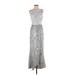 Tadashi Shoji Cocktail Dress - A-Line Strapless Sleeveless: Silver Dresses - Women's Size 4