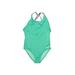 Under Armour One Piece Swimsuit: Green Print Sporting & Activewear - Kids Girl's Size 16