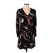 Nine West Casual Dress - Mini V-Neck Long sleeves: Black Dresses - Women's Size Small