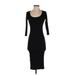 James Perse Casual Dress - Bodycon: Black Solid Dresses - Women's Size X-Small