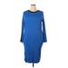 Future Collective Casual Dress - Sweater Dress Crew Neck 3/4 sleeves: Blue Color Block Dresses - New - Women's Size 2X