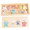 UPKOCH 4 Sets Dressing Puzzle Puzzles Toys Puzzle Toy Educational Puzzle Toy Cartoon Animal Puzzle Three-dimensional Wood Child Bear Changing Clothes