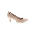 Life Stride Heels: Slip-on Kitten Heel Minimalist Ivory Solid Shoes - Women's Size 9 1/2 - Round Toe