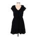 Old Navy Casual Dress - Party V Neck Short sleeves: Black Solid Dresses - Women's Size Medium