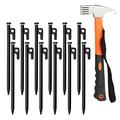 Aliaga 12 Pack Tent Stake with Hammer, Tent Stakes + Tent Stakes Hammer, for Rocks Grassland