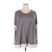 Isaac Mizrahi LIVE! Long Sleeve T-Shirt: Gray Color Block Tops - Women's Size 3X
