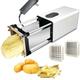 Electric French Fry Cutter - 1/2" + 3/8" Blade, Commercial Fruit/Vegetable Cutter, Stainless Steel/Large Capacity Warehouse, for Potatoes, Onions, Cucumbers, Vegetables,Silver